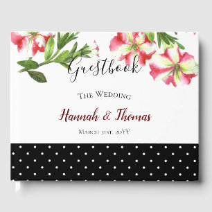 Aquarellpink und Weißer Petunias Polka Dots Gästebuch