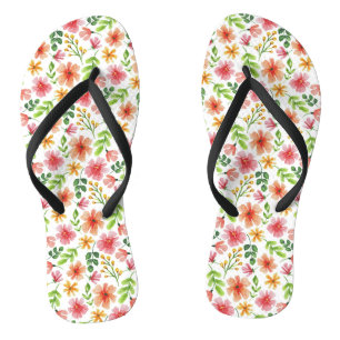 Aquarellpinke Blume Blumenmuster-69677 Flip Flops