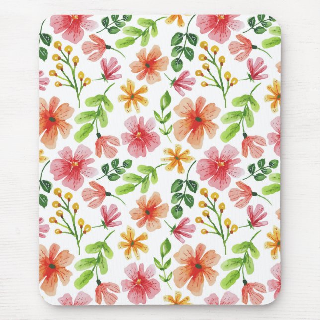 Aquarellpinke Blume Blumenmuster-69677 Mousepad (Vorne)