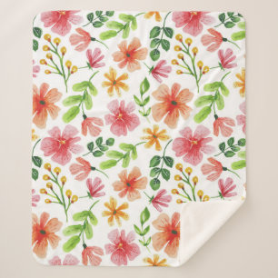 Aquarellpinke Blume Blumenmuster-69677 Sherpadecke