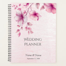 Aquarellpinke Blume Hochzeitsplaner Planer
