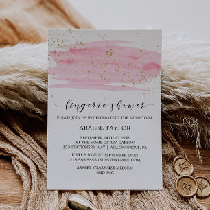Aquarellpinke Blush und Gold Lingerie Dusche Einladung