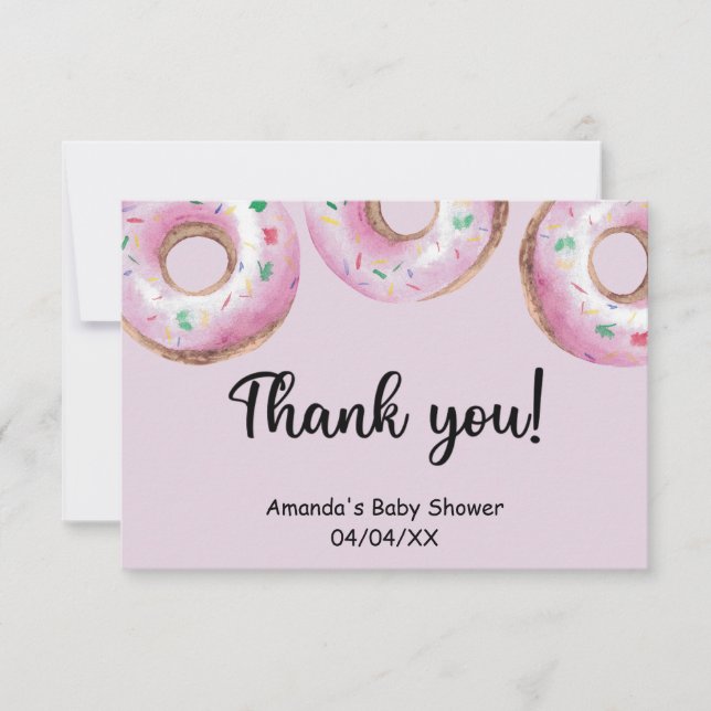 Aquarellpinke Donuts danke Karte (Vorderseite)