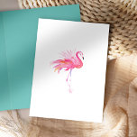 Aquarellpinke Flamingo Grußkarte Feiertagskarte<br><div class="desc">Feiern Sie stilvoll mit dieser tropischen Brautparty-Karte mit meinen original Aquarell-Rosa Flamingo-Kunstwerken in lebhaften, am Strand inspiriert Farbtönen auf einem knackigen, weißen Hintergrund. Ideal für eine Hochzeit zum Thema Strand oder Brautparty, diese vielseitige Karte kann als Dankeschön-Karte oder ein nachdenkliches Denken an Sie beachten. Ob Sie nun nach rosafarbenen Flamingo-Geschenken...</div>