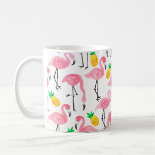 Aquarellpinke Flamingo und gelbe Ananas Kaffeetasse