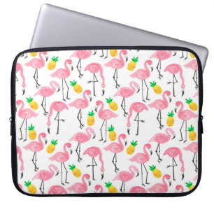 Aquarellpinke Flamingo und gelbe Ananas Laptopschutzhülle