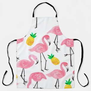 Aquarellpinke Flamingo und gelbe Ananas Schürze