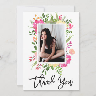 Aquarellpinke Foto Script Danke Karte