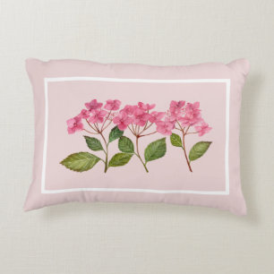 Aquarellpinke Hydrangea Lacecaps Illustration Dekokissen