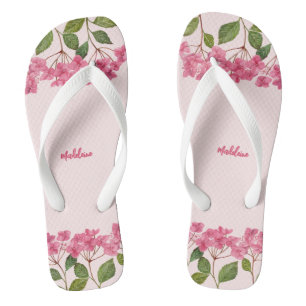 Aquarellpinke Hydrangea Lacecaps Illustration Flip Flops