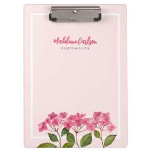 Aquarellpinke Hydrangea Lacecaps Illustration Klemmbrett