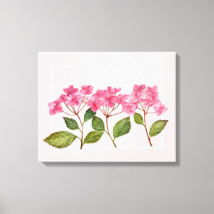 Aquarellpinke Hydrangea Lacecaps Illustration Leinwanddruck