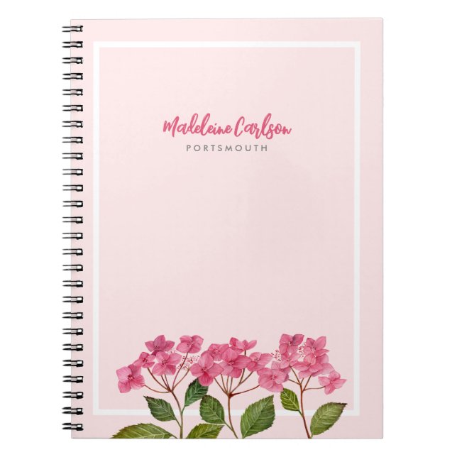 Aquarellpinke Hydrangea Lacecaps Illustration Notizblock (Vorderseite)