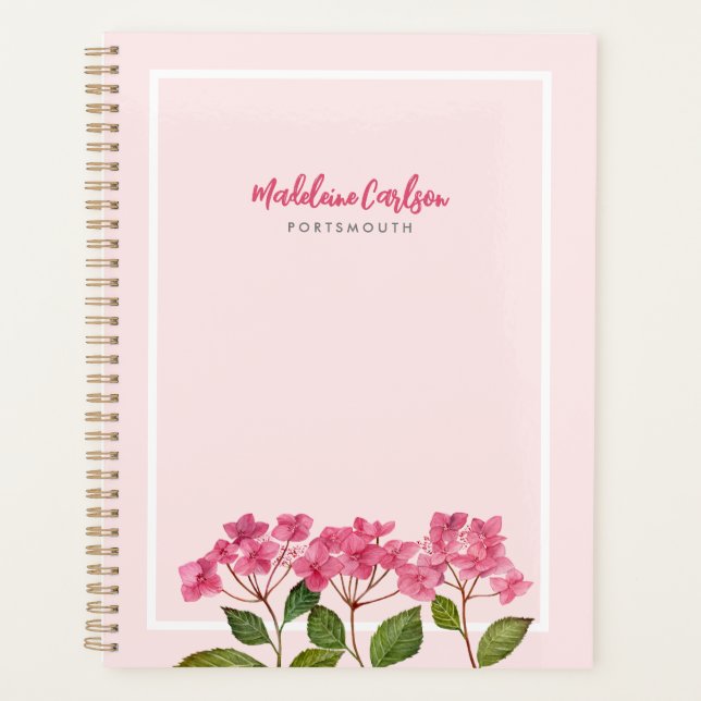 Aquarellpinke Hydrangea Lacecaps Illustration Planer (Vorderseite)