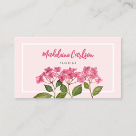 Aquarellpinke Hydrangea Lacecaps Illustration Visitenkarte