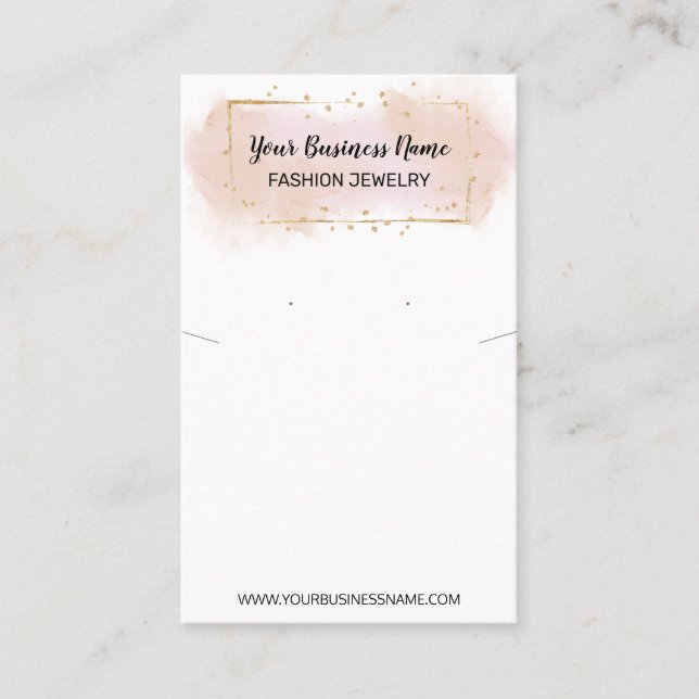 Aquarellpinke Kette und Erd-Display-Karte Visitenkarte (Vorderseite)