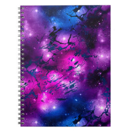 Aquarellpinke, Lila-blaue Marmorgalaxie Notizblock