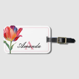Aquarellpinke, monogramiert, Anfangsbuchstabe Tuli Gepäckanhänger
