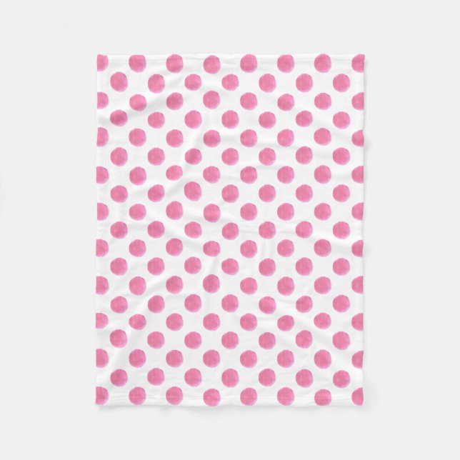 Aquarellpinke Polka-Punkte-Design Fleecedecke (Vorderseite)