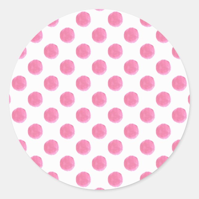 Aquarellpinke Polka-Punkte-Design Runder Aufkleber (Vorderseite)