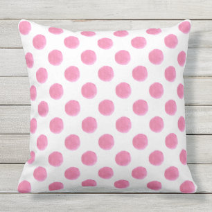 Aquarellpinke Polka-Punkte dotty Kissen im Freien