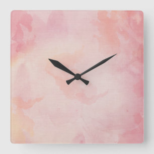 Aquarellpinke Quadratische Wanduhr