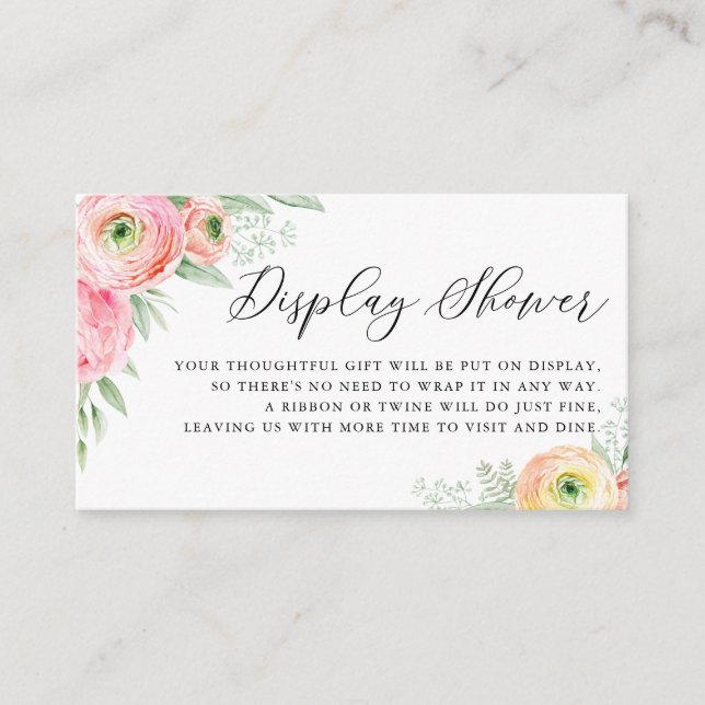 Aquarellpinke Ranunculus Blume Dusche anzeigen Begleitkarte (Vorderseite)