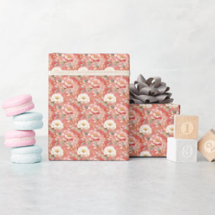 Aquarellpinke und Elfenbeinblume Geschenkpapier
