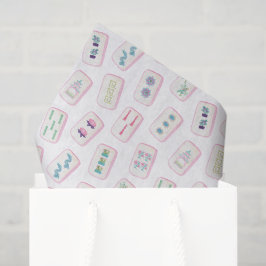 Aquarellpinke und grüne Mahjong-Fliesen Seidenpapier