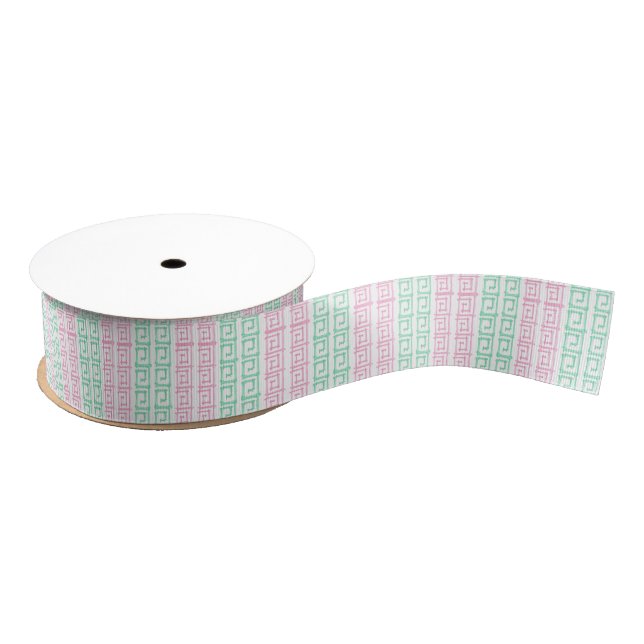 Aquarellpinke und grüner Mahjong Ripsband (Spule)