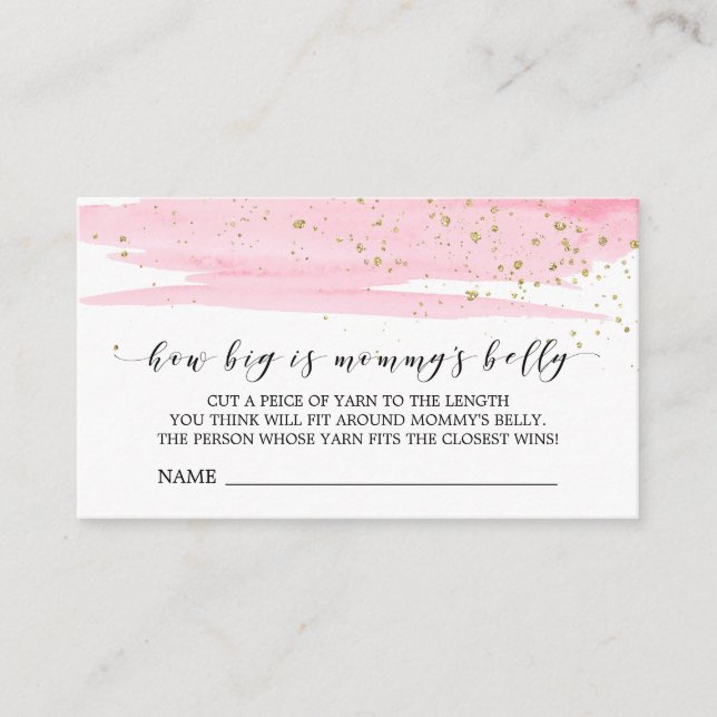 Aquarellpinke wie groß ist Mommys Bauchkarte Begleitkarte (Vorderseite)