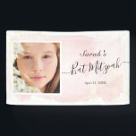Aquarellpinke x Gold Foto Bat Mitzvah Banner<br><div class="desc">Dieses elegante und elegante Foto-Banner mit weißem Hintergrund und rosafarbenen Pinselstrichen in Aquarellfarben und Imitaten mit goldenen Spritzern. Personalisieren Sie es für Ihre Bedürfnisse. Mehr passende Produkte finden Sie in meinem Geschäft.</div>