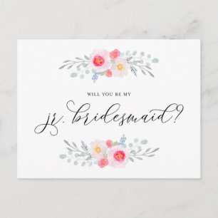 Aquarellpinken Anemonen mein Jr. Bridesmaid Einladungspostkarte