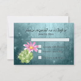 Aquarellpinken blühende Kakteen Wedding RSVP Karte