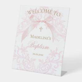 Aquarellpinken Bogen Taufe Sockelschild