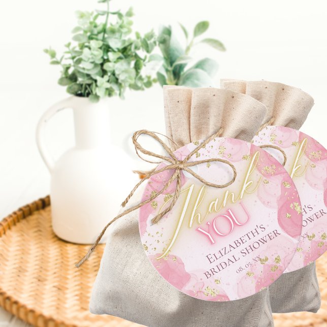 Aquarellpinken & Gold Glitzer Elegante Vielen Dank Geschenkanhänger (Von Creator hochgeladen)