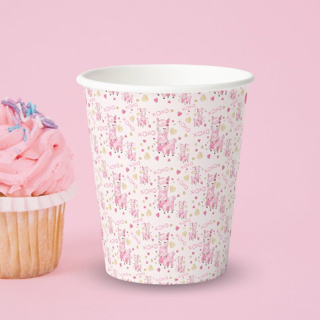 Aquarellpinken Llama XOXO Pappbecher (Von Creator hochgeladen)