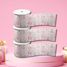 Aquarellpinken Llama XOXO Satinband