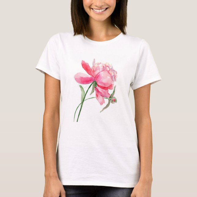 Aquarellpinken, Peony Women's Basic T - Shirt (Vorderseite)