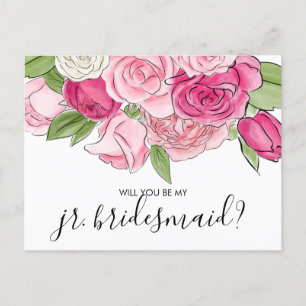 Aquarellpinken sind meine jr. Bridesmaid-Postkarte Einladungspostkarte