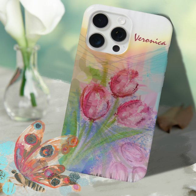 Aquarellpinsel iPhone Hülle (Watercolor Pink Tulip iPhone Case)