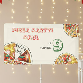 Aquarellpizza Party Geburtstag Banner
