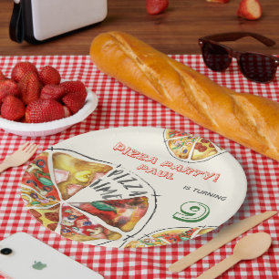 Aquarellpizza Party Geburtstag Pappteller