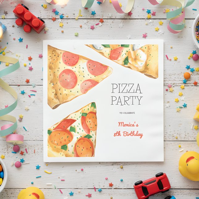 Aquarellpizza Party Geburtstag Serviette (Von Creator hochgeladen)
