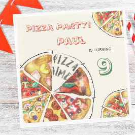 Aquarellpizza Party Geburtstag Serviette