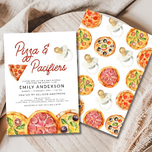 Aquarellpizza & Schnuller Kinderdusche Einladung
