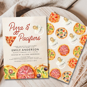 Aquarellpizza & Schnuller Kinderdusche Einladung