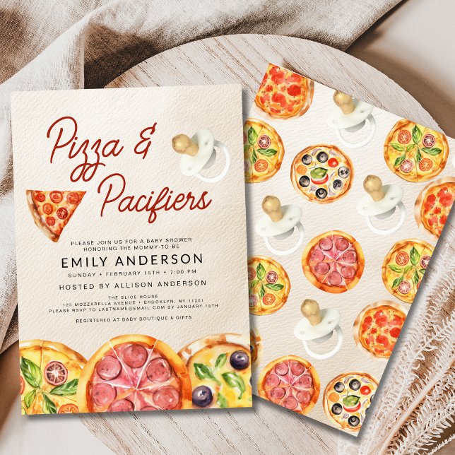 Aquarellpizza & Schnuller Kinderdusche Einladung (Von Creator hochgeladen)