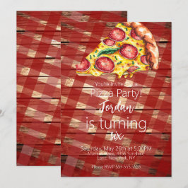 Aquarellpizza Slices Birthday Party Script B Einladung