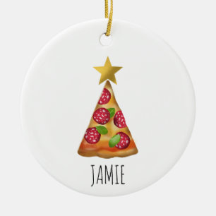 Aquarellpizza Weihnachtsbaum Sonniger Individuelle Keramik Ornament